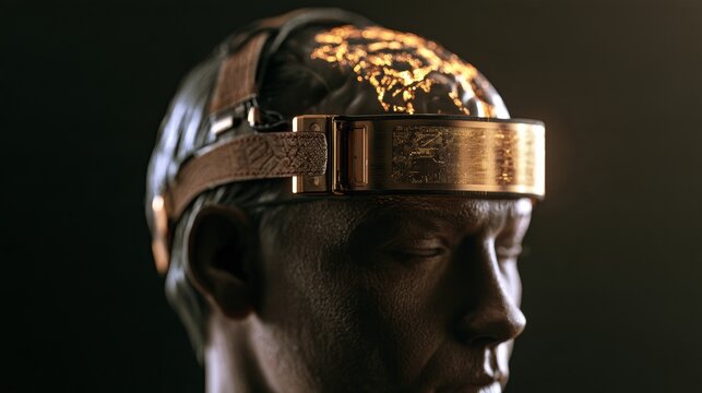 A wearable headset monitors brain activity and measures cerebral blood oxygenation through functional near-infrared spectroscopy technology.