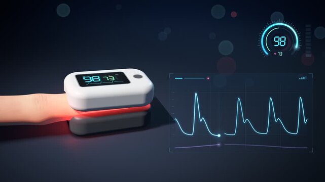 Pulse Oximeter on Fingertip With Pleth Wave Monitor Seamless Loop