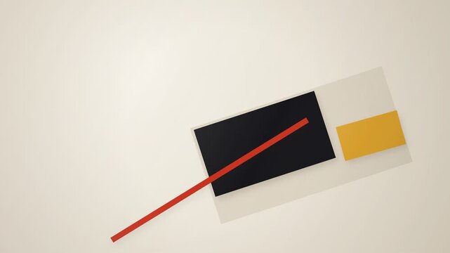 Suprematist Abstract Geometric Shapes Floating Onto White Canvas Animation