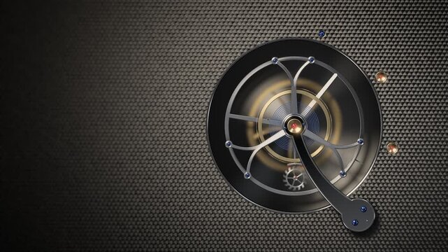 Tourbillon Watch Movement Macro With Rotating Cage and Balance Wheel