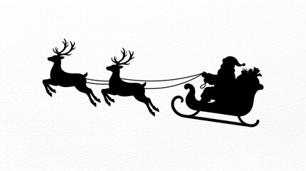 Christmas holiday Santa flying sleigh pulled by reindeer silhouette © Nafees