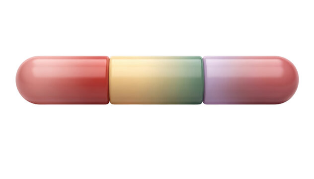 Closeup of a fourstage color gradient bar illustrating pulp chamber obliteration degrees from partial to complete calcification on a clean white background.