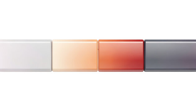 Closeup of a fourstage color gradient bar illustrating pulp chamber obliteration degrees from partial to complete calcification on a clean white background.
