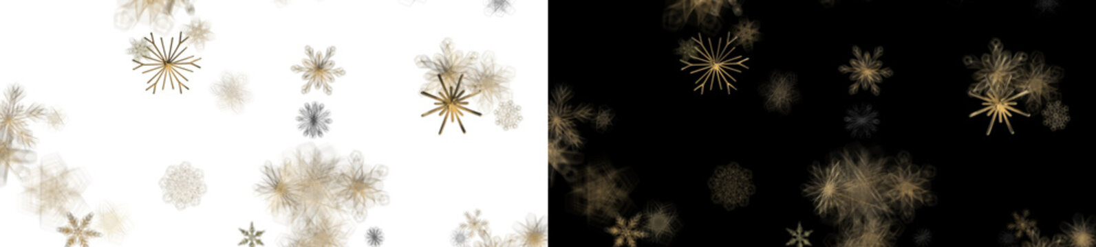 Elegant Gold and Silver Snowflakes on Black Winter Background