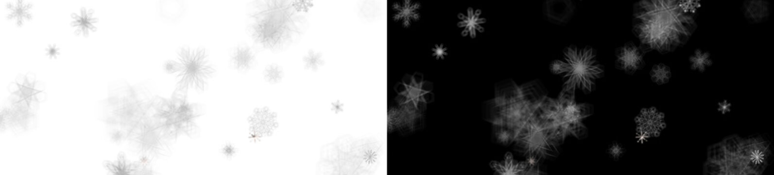 Beautiful Abstract Snowflakes Falling on Black Background