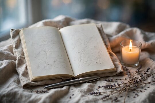Cozy Evening Journaling Corner with Candlelight