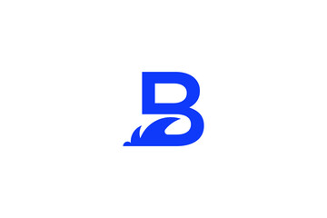 Blue letter B ocean wave logo mark © Aalieff