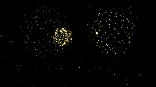 Golden Fireworks Burst Animation on Black Background Celebration Firecrackers VFX Overlay
