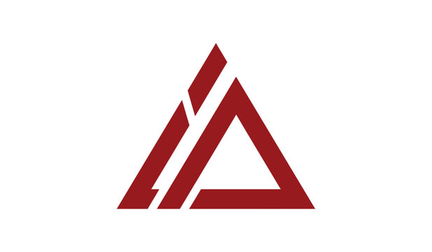 Abstract triangle logo design featuring bold red geometric shapes.