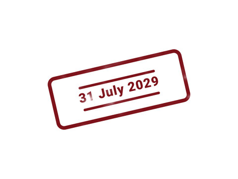 Red vintage stamp with date 31 July 2029