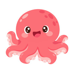 Cute Pink Octopus Cartoon © Boonsub