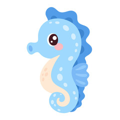 Cute Blue Seahorse Cartoon © Boonsub
