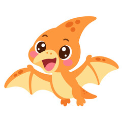 Cute Orange Pterodactyl Cartoon © Boonsub