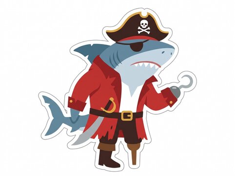 cartoon shark pirate captain