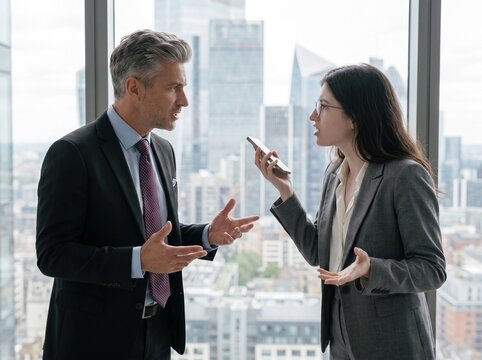 business people arguing and having conversations 