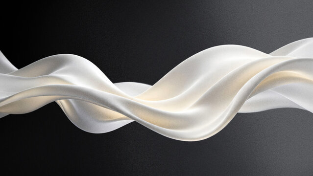 Abstract 3D background featuring a white cream fabric wave with grain particle texture, perfect for premium modern luxury elegant dynamic and futuristic designs.