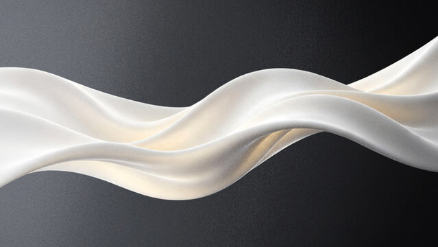 Abstract 3D background featuring a white cream fabric wave with grain particle texture, perfect for premium modern luxury elegant dynamic and futuristic designs.