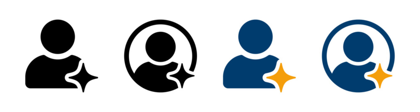 AI user profile icon with person avatar and sparkle symbol
