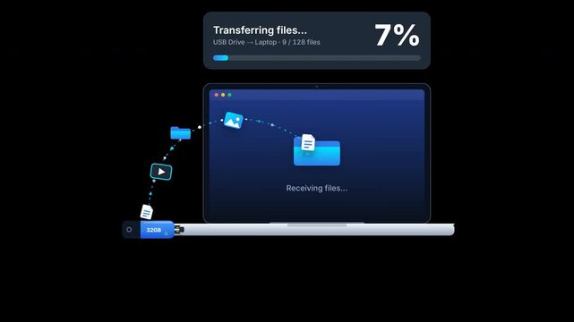 Transferring files from USB flash drive to laptop