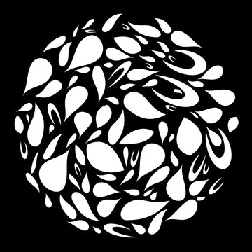 Gobo Stencil Mask. Abstract White Teardrop Shapes Form A Circular Organic Pattern On Black Background For Lighting Projection Effects. 3d Rendering