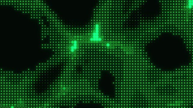 Digital Green LED Dot Matrix Screen Background, Futuristic Cyber Technology Display Loop, Pixel Grid Animation
