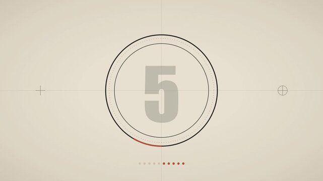 A minimalist vintage-style film countdown from nine to one on a beige background, perfect for movie intros, transitions, and retro-themed video production projects.