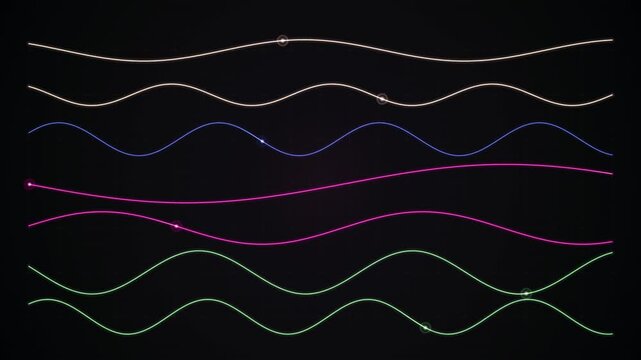 Colorful sine wave lines looping in an abstract animated graphic