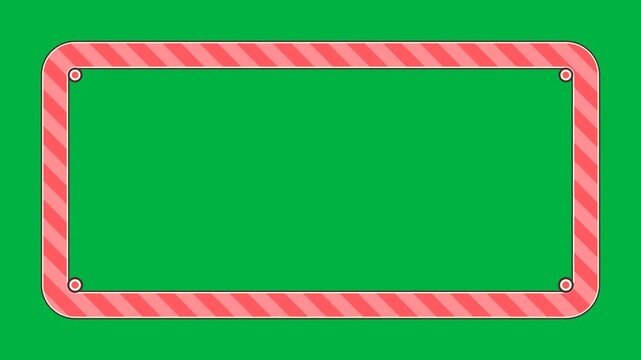 Red and Pink Striped Rectangular Border on Green