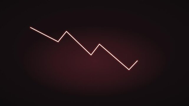 Red Line Graph Falling With Arrow on Dark Background
