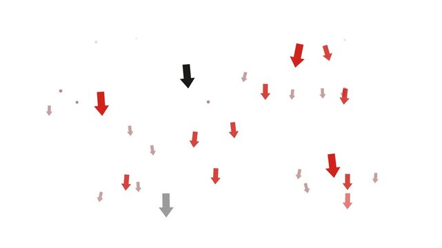 Red and Black Arrows Falling on White Background