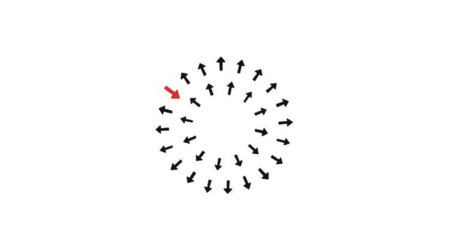 Circular Arrow Loop With One Red Marker Rotating