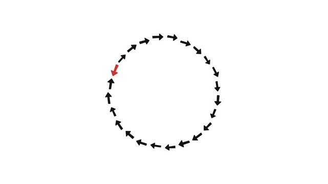 Animated Circular Arrow Loop With One Red Arrow