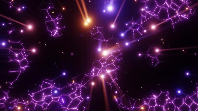 Abstract 3D background loop with glowing light beams mesh pattern parallax effect