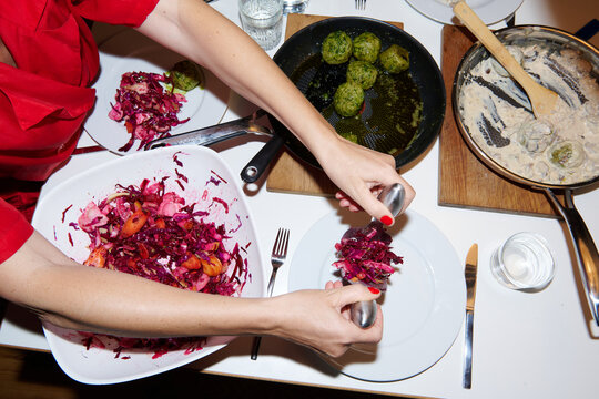 Serving Red Salad in Red