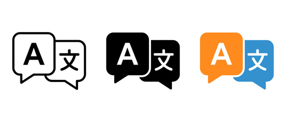 Translation interface symbols with speech bubble shapes and letters on white background language translator linguistic communication business international dialogue © Romzain