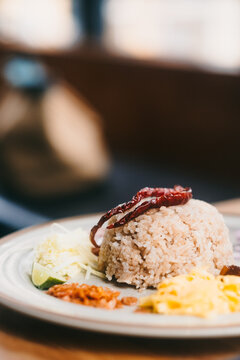 Thai shrimp fried rice on a plate