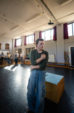 Introspective portrait during rehearsal