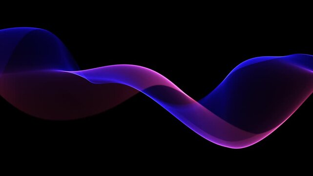 Silky blue and pink light ribbons twist and flow across a black background. Translucent mesh waves with soft neon glow. Clean backdrop for corporate titles, events and product reveals. 4K loop.