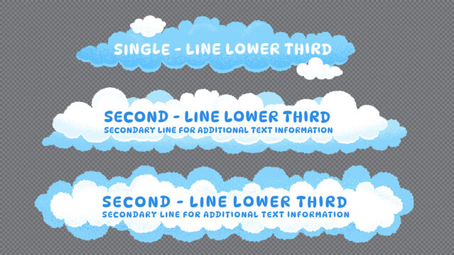 Set of lower third or television news bar design with clouds shape template.