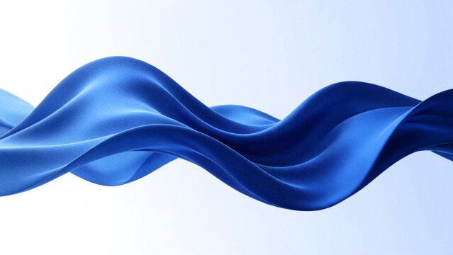 Abstract 3D background featuring a royal sky blue fabric wave with grain particle texture, perfect for premium modern luxury elegant dynamic icy white designs.