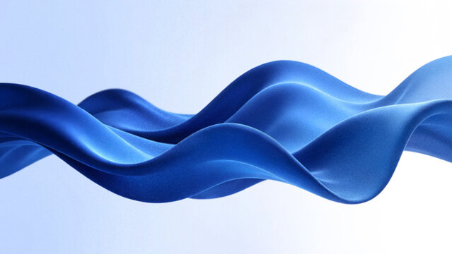 Abstract 3D background featuring a royal sky blue fabric wave with grain particle texture, perfect for premium modern luxury elegant dynamic icy white designs.