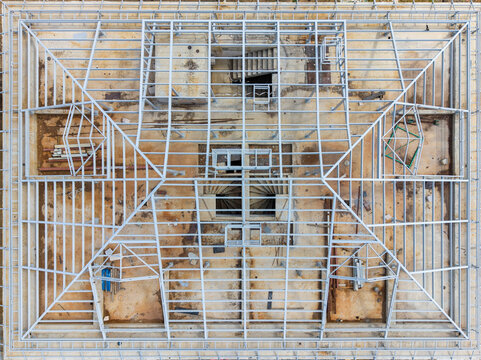Aerial View Of Light Gauge Steel Roof Framing Construction