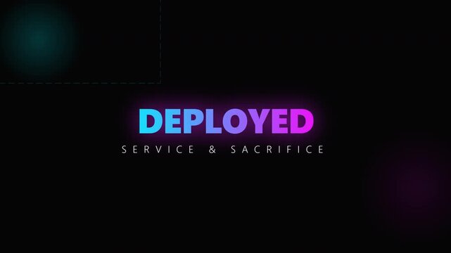 Day of the deployed glows in cyan and purple neon, honoring service members ideal for veterans campaigns and social posts.