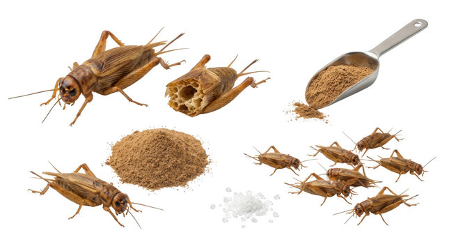 Crickets and Edible Insect Products, featuring edible insects, protein source, food items, insect farming, sustainable food, nutrition, entomophagy, insect protein