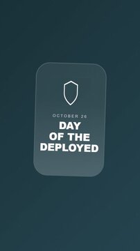 Green background and white badge typography bring day of the deployed text animation to life, ideal for military tributes.