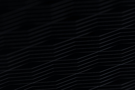 Dark abstract geometric pattern with subtle parallel metal lines forming minimalist structure.