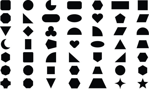 Geometric shape collection featuring basic design elements and standard polygons for digital layouts icon set flat graphic geometry