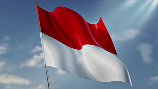 Indonesia Flag Waving, Merah Putih National Independence Symbol