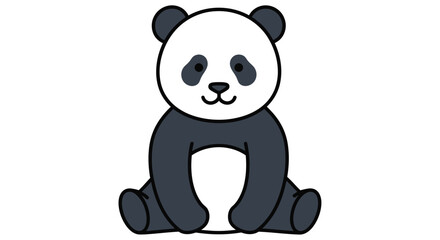Cartoon panda illustration with black and white coloring on a white background © Saidul_Studio1984