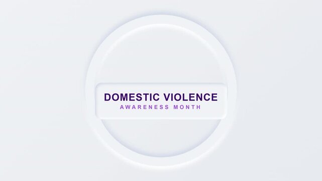 Minimalist purple text animates inside a white circle, highlighting national domestic violence awareness month for social campaigns and educational content.